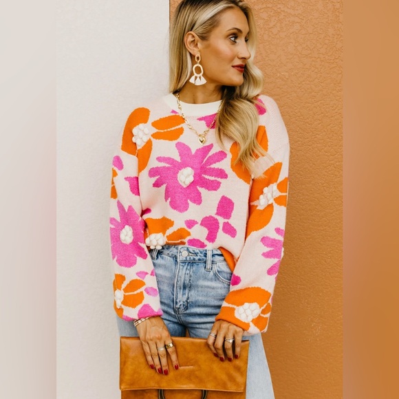 Pink Mojito Flower Sweater